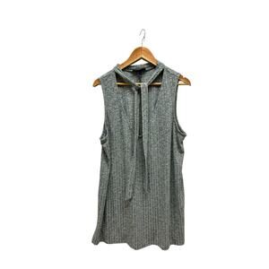 Lane Bryant Gray Rib Knit Sleeveless Tunic Top 22/24‎ Tie Neck Plus Size
